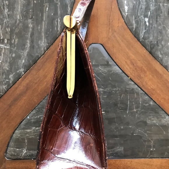 Vintage Alligator Kelly Bag with brass hardware - Picture 4 of 8